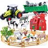 SIENON Set di 26 giocattoli da fattoria per bambini, con figurine di animali da fattoria, trattore, mulino a vento e recinzione, set da gioco per animali domestici