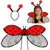 DONGZQAN Costume da Ladybug, costume da ladybug per bambini, costume da coccinella contiene una fascia e ali luminose di coccinella, adatto per eventi di carnevale e feste a tema animali