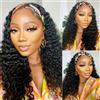 TNICE Parrucca con Fascia Parrucca donna capelli veri ricci onde capelli Headband Wigs Deep Wave human Hair Wig None Lace Front Wigs For Black Women Ombre 4/27 Highlight Color wig (26 inch)
