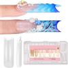 NOVO OVO Halloween XXL Square Nail Tips with Sharp Point & Moon Curve, unghie extra spesse, extension in gel morbido opaco, set acrilico per unghie finte, punta francese, 15 dimensioni 180 pezzi.