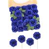 N&T NIETING fiori artificiali glitter, 25 pezzi di rose blu finte fai da te con steli per matrimoni, mazzi, centrotavola, allestimenti, feste, baby shower e decorazioni per la casa, glitter blu