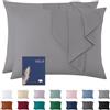 Vielit Set di 2 federe per cuscino 60 x 80 cm, colore grigio, in microfibra, certificato ecologico, resistente ipoallergenico