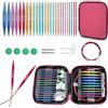 Set Ferri Da Maglia Intercambiabili 13 Paia: 2,75-10 Mm, Alluminio, Con Cavi E Borsa PU
