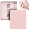 GIOPUEY Cover Compatibile con Kobo Libra Colour/Kobo Libra 2, Flip Pelle + PC TPU Trasparente Case con Cinturino Guscio Rigido Posteriore - Pink