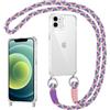 Coiwxmoi Cover per iPhone 11 con Cordino, Custodia Trasparente con Regolabile Collana Ultra Sottile Antiurto AntiGraffio TPU Silicone Bumper Protettiva Case con Laccio Tracolla per iPhone 11, Viola