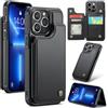 UFinetech Custodia Portafoglio per iPhone 13 Pro - Cover a Libro con Porta Carte, Chiusura Magnetica, Blocco RFID, Funzione Stand, Similpelle Antiurto Elegante, Nero