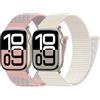 PIOWNN 2 Nylon Cinturini Compatibile con Cinturino Apple Watch 44 mm 45 mm 42 mm 46 mm 49 mm, Sport Loop Bracciale Tessuto Uomo donna per iWatch Series 10 9 8 7 6 5 4 3 SE Ultra, Galassia/Sabbia Rosa