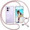 ISOI Cover con Cordino per Oppo Reno 13F 4G/Oppo Reno 13 F 5G/13 FS 5G, Custodia Trasparente con Collana Tracolla Laccio Collo Ultra Sottile Morbido TPU Silicone Antiurto AntiGraffio Case, Rosa