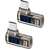 YANBORONSN YANBORONSON Misuratore USB-C PD 140W con Display Digitale, Tester 90° Maschio-Femmina, Rileva Tensione/Corrente/Potenza, per Telefoni/Portatili (2 Pack)