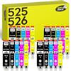 Happy Printer 20 XL cartucce compatibili con Canon PGI-525 / CLI-526 per Pixma IP4850 IP4950 IX6550 MG5140 MG5150 MG5240 MG5250 MG5300 MG5340 MG5350 MX715 MX885 MX895