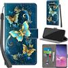 PHINIENLAND Cover per Samsung Galaxy S10 Plus Case PU Pelle Custodia [Kickstand] [Chiusura magnetica] [Slot per Schede], Portafoglio Flip Custodia per Samsung S10 Plus,Farfalla verde