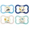 MAM Istruzioni in Lingua Straniera MAM Night MAM Air silicone Set di 4 ciucci in silicone, 16+ MAM Air Night MIx neutro, 4 pezzi, include 2 scatole sterili per il trasporto.