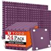 TOUO Confezione da 24 pannelli fonoassorbenti in schiuma, 30 x 30 x 5 cm, pannelli fonoassorbenti per pareti, schiuma ad alta densità resistente al fuoco, insonorizzante, per pareti e soffitti di