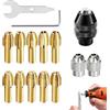 GAZIL Set di 15 mandrini per utensile rotativo compatibile con accessori Dremel, include 10 pinze in ottone, mandrino universale, 2 dadi argentati, chiave e chiave a L per utensili multifunzione