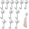 Comioke Gancio Magnetico, Magnete con Ganci, 12 Pezzi Ganci Magnetici, Potente Magnete Gancio, Argento