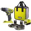 Ryobi R18PD2-242S Trapano Avvitatore a Percussione a Batteria 18V ONE+, Include una Batteria 2.0Ah e una 4.0Ah, 2 Velocità, 24 Regolazioni di Frizione, Luce LED