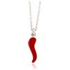 Remo Gammella Collana Rolo 50 cm in Argento con Cornetto Portafortuna in Argento 925% bagnato in Oro Bianco. Cornetto da 1.7, 2.7, 3.6, e 4.3 cm (ROSSO M)