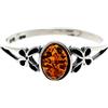SilverAmber Jewellery - Anello in argento Sterling 925 e ambra baltica ovale farfalla Designer - AR7, Small, Argento Sterling