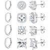 FANCH Orecchini Argento Sterling 925 per Donne Uomo Cubic Zirconia Orecchini 14K Oro Placcato Bianco Ipoallergenico Huggie Orecchini Cerchio Taglio Brillante Simulato Diamante Halo Orecchini Argento