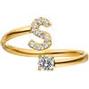 Purelei® Anello Lettere - Anello da donna in acciaio inossidabile resistente - Anelli impermeabili - Anelli regolabili dalla taglia 50 alla 60 - Gioielli alla moda per il tuo look personalizzato
