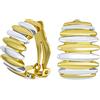 Bling Jewelry Geometrico Moderno Gambero Mezzo Cerchio Classico Striscia Verticale Due Tonalità Cupola Clip Su Orecchini Per Le Donne Non Forati Orecchie Placcato Oro Argento