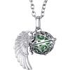 Morella Catenina Donna Angelo Custode in Acciaio Inox 70 cm con Ciondolo ad Ali di Angelo e Sfera Verde Ø 16 mm in Sacchetto di Velluto