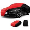 CEMOFE Telo Copriauto Elastico per Interni, Telo Copriauto da Interno Universale Adatto a Berline, Auto Sportiva, SUV, Traspirante e Antipolvere, Morbido al Tatto, Aderente, Nero e Rosso, S