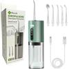 MULIN Irrigatore Orale Professionale Senza Fili per Casa e Viaggio - Idropulsore Dentale Portatile ad Acqua Ricaricabile Impermeabile IPX7 con 5 Ugelli Intercambiabili - Verde