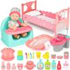 deAO 4 in1 Bambola con Accessori Bambolotti Bambole con WC, Bagno, Lettino