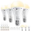 Ylatoial E27 2600mAh Lampadina LED Ricaricabile con Telecomando Timer, Lampada Emergenza Dimmerabile (3000K/4000K/6500K), Attacco&USB Ricaricabile Doppia Funzione per Lampade Senza Corrente/Campeggio 4 Pezzi