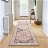 Carvapet Tappeto Corridore Antiscivolo 60x240cm Lungo Tappeti Runner Passatoia Rosa Medaglione Vintage Tappeti di Zona Lavabile Morbido Microfibra Tappeto Cucina
