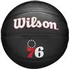 Wilson Mini Pallone da Basket NBA Team Tribute, Dotato di Canali di Precisione e Presa dinamica, Con Stabilità Dell'Aria Migliorata, Approvato NBA, Squadra: Philadelphia 79ers, Colore: Nero, Taglia: 3