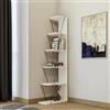 Dmora - Libreria Mizar, Scaffale da ufficio, Mobile portalibri, Biblioteca, 50x22h150 cm, Bianco e Nero