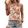 IECCP Canottiera estiva da donna, senza maniche, vestibilità ampia, con scollo all'americana, casual, camicette, Bianco Rosso Floreale, XXL