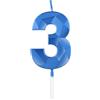 mciskin Candele blu reale per 3° compleanno, candela 3D numero 3 per torta, decorazioni per 3° compleanno per ragazzi e ragazze, candele decorazioni blu Torta Topper per feste Suppie