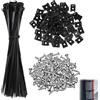 LEIBOCHAO Fascette Plastica per Cablaggio, Fascette Elettricista Cavi Stringicavo con 100 Pezzi di Base e Viti per Cable Management, Fascette in Plastica Regolabili Multiuso - Nero