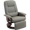 HOMCOM Poltrona relax reclinabile poggiapiedi regolabile girevole 360° struttura in legno rivestimento sintetico grigio