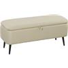 HOMCOM Banco di Almacenaggio con Coperchio Ribaltabile e Gambe in Acciaio per Camera da Letto Soggiorno Ingresso 101x38,5x44,5 cm Beige | Aosom Italy