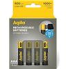 Aqiila Batteria ricaricabile Aqiila AAA USB-C 1,5 V 600 mAh Li-Ion (4x)