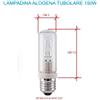 Lampadina alogena tubolare attacco a vite E27 potenza 150W