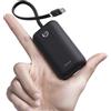 iWALK Mini caricabatterie portatile 10000 mAh, 22,5 W, USB-C Power Bank con cavo integrato, compagno di viaggio ultra compatto per iPhone 17/16/15 17 Pro Max, dispositivi Samsung e Google, nero