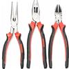Retoo Set di 3 pinze professionali, con tagliente laterale e pinza combinata, set di 3 attrezzi con pinza rotonda e piatta, per elettricisti, Rosso