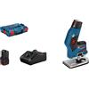 Bosch Professional Rifilatore a batteria GKF 12V-8 Bosch Professional 12V System (incl. 2 batterie da 3,0Ah + caricabatteria rapido, pinza 8mm, chiave fissa, in L-BOXX 136)