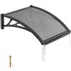 VEVOR Tettoia da Sole Tettoia per Porta d'Ingresso da Balcone Dimensioni Generali 610 x 600 x 190 mm, Pensilina Tettoia per Esterno da Balcone Cortile Giardino con Canale di Drenaggio, Grigio
