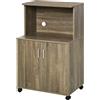 Easycomfort Mobile Cucina Multiuso con 4 Ruote, Armadietto e Ripiano per Microonde, 60.4x40.3x97cm - Grigio