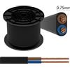 Aigostar Cavo elettrico H03VVH2-F 2 x 0,75 mm2 matassa 100mt nero Aigostar
