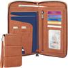 Faneam Portafoglio da Viaggio RFID, Porta Passaporto per Famiglia in Pelle PU, Portadocumenti da Viaggio con Cinturino Amovibile, Grande Capacità Custodia Passaporto, Organizer Portadocumenti