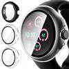 iVoler 3 Pezzi Cover con Vetro Temperato per Google Pixel Watch 3 41mm, Copertura Completa Custodia Rigida PC, HD Clear Pellicola Protettiva Anti-Graffio Case, 2 Trasparente + 1 Nero