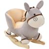 vidaXL Asino a Dondolo con Schienale in Peluche 60x32x55 cm Grigio