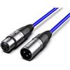 Audibax Silver Cavo XLR maschio a XLR femmina - Lunghezza 20 metri - Connettori OFC ad alta trasmissione del segnale - Rivestito in PVC - Massimo isolamento - Diametro 6 mm - Colore blu
